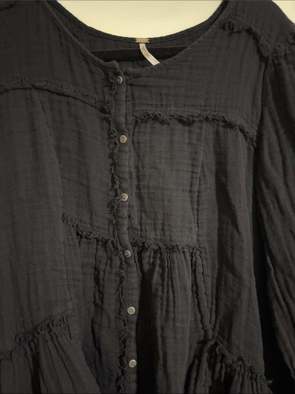 Free People Black Button-Front Gauze Tunic - Picture 3 of 4